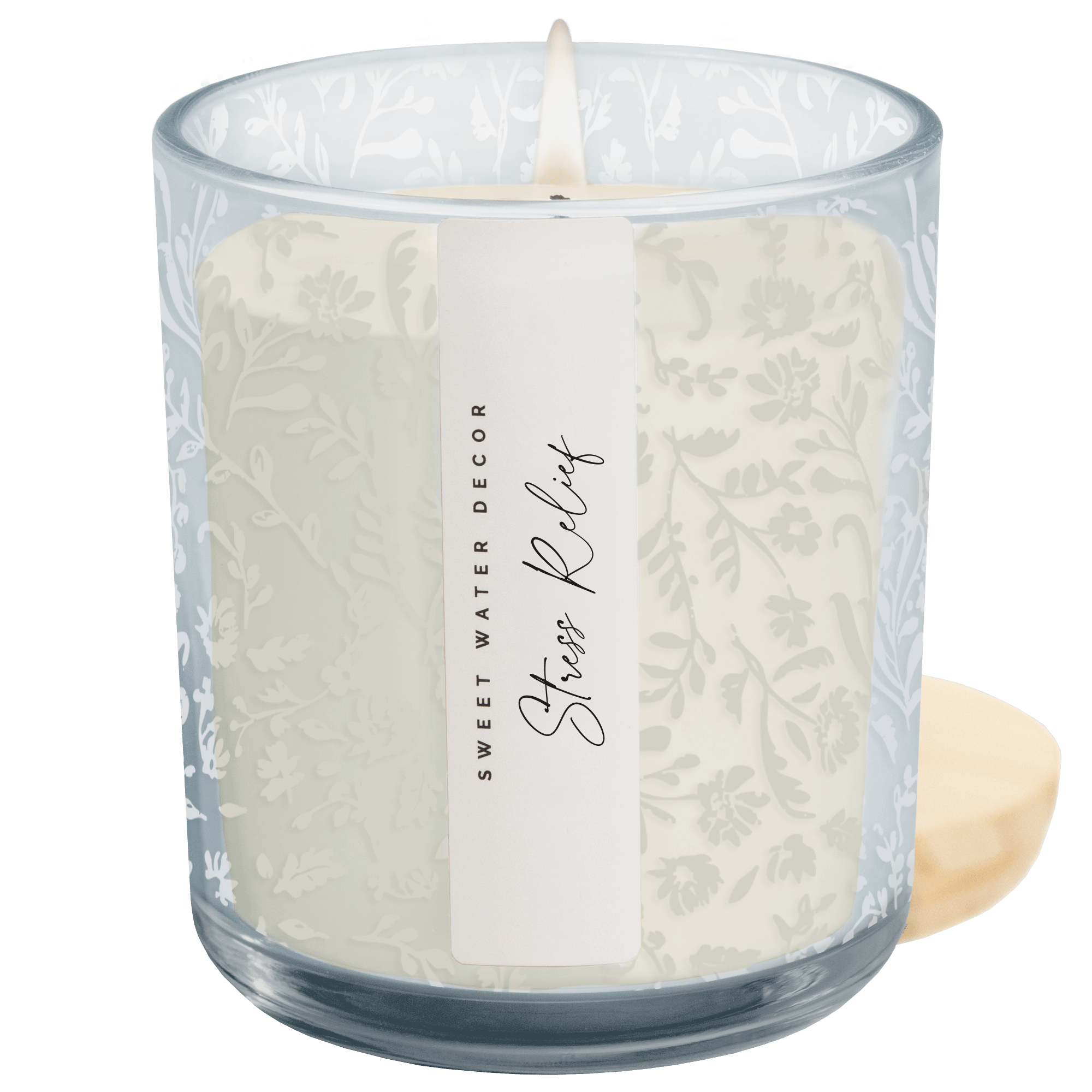 Sweet Water Decor Stress Relief Soy Candle - Blue Tinted Glass Jar - 12 oz