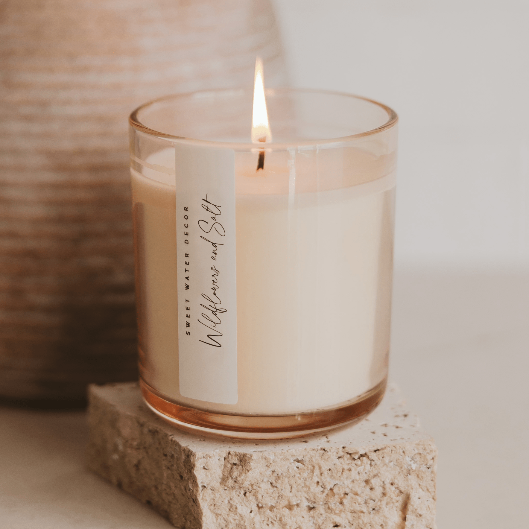 Sweet Water Decor Wildflowers and Salt Soy Candle - Tinted Glass Jar - 12 oz