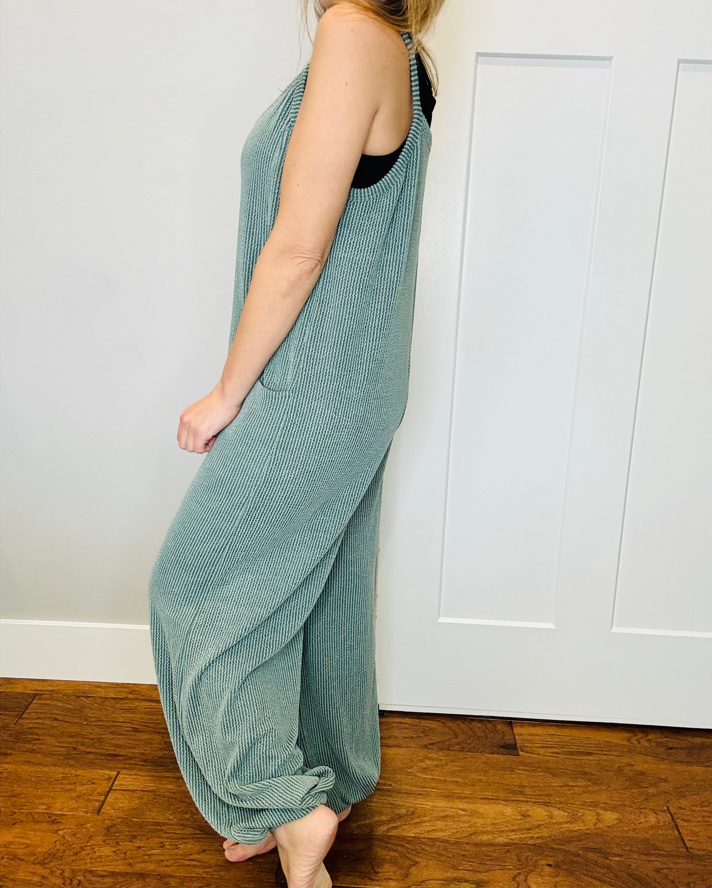 Sublime Casual Ribbed Jumpsuit - Moss