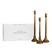 Sweet Water Decor Gold Cast Iron Taper Candle Holders - Set of 3