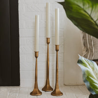 Sweet Water Decor Gold Cast Iron Taper Candle Holders - Set of 3