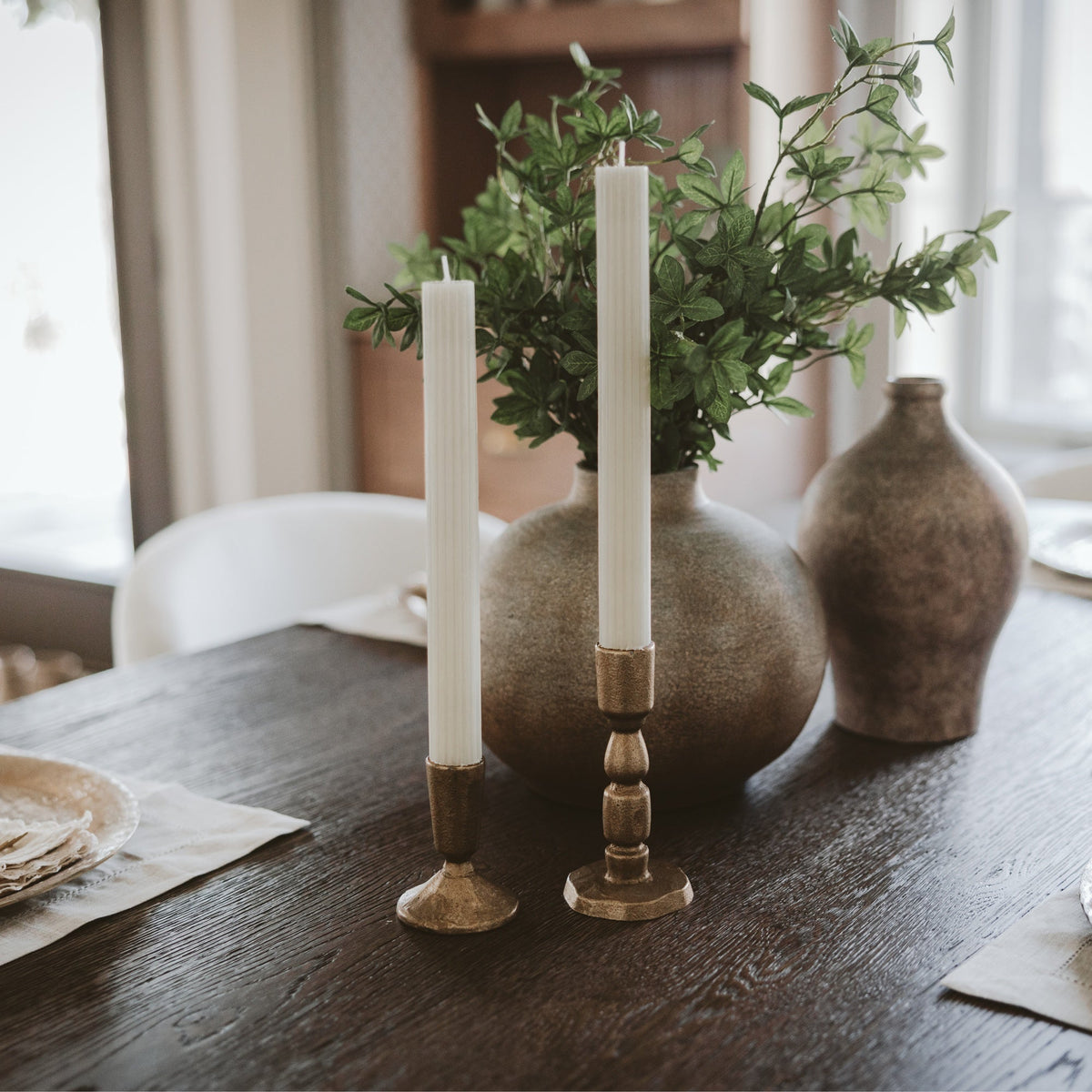 Sweet Water Decor Gold Cast Iron Taper Candle Holders - Set of 2