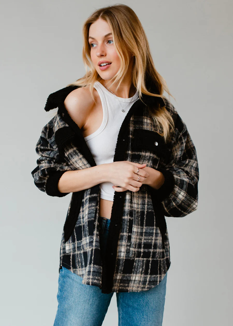 Skylar Plaid Wrapped Fleece Jacket