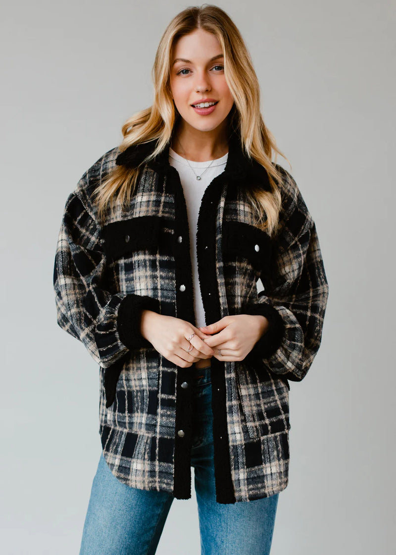 Skylar Plaid Wrapped Fleece Jacket