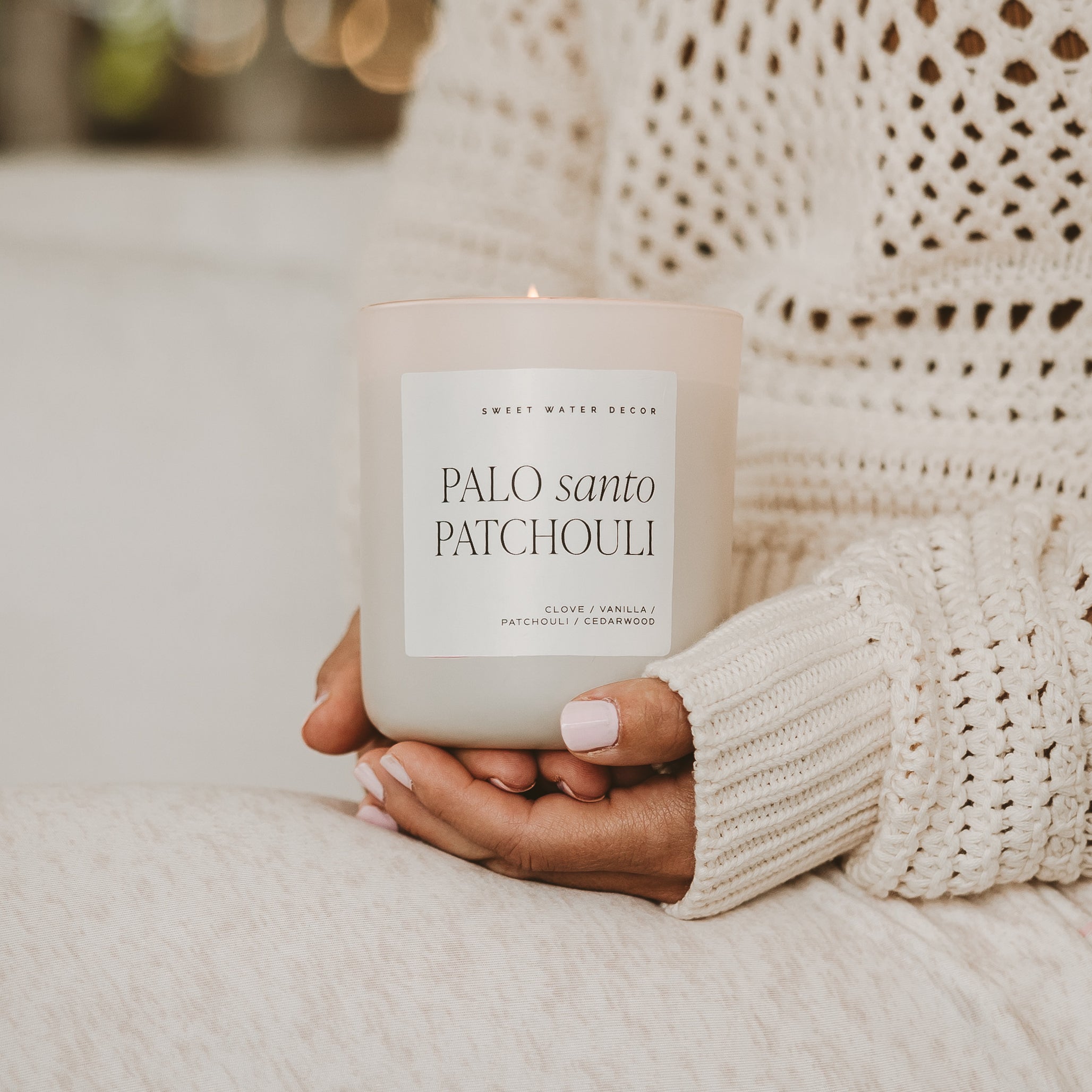 Sweet Water Decor Palo Santo Patchouli Soy Candle - Tan Matte Jar - 15 oz