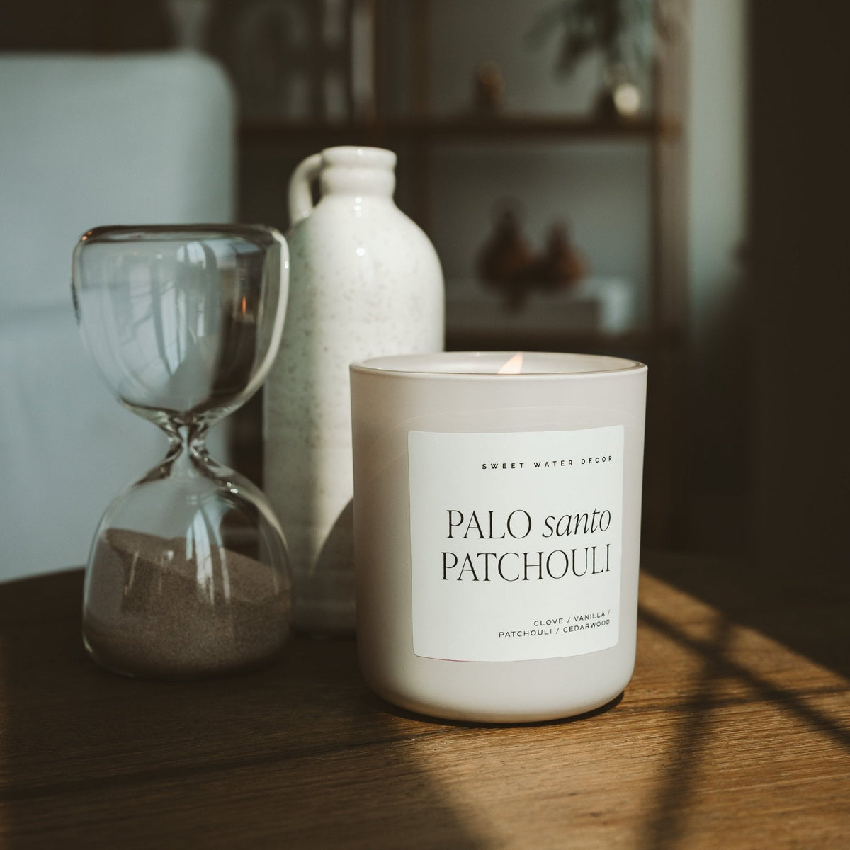 Sweet Water Decor Palo Santo Patchouli Soy Candle - Tan Matte Jar - 15 oz