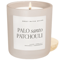 Sweet Water Decor Palo Santo Patchouli Soy Candle - Tan Matte Jar - 15 oz