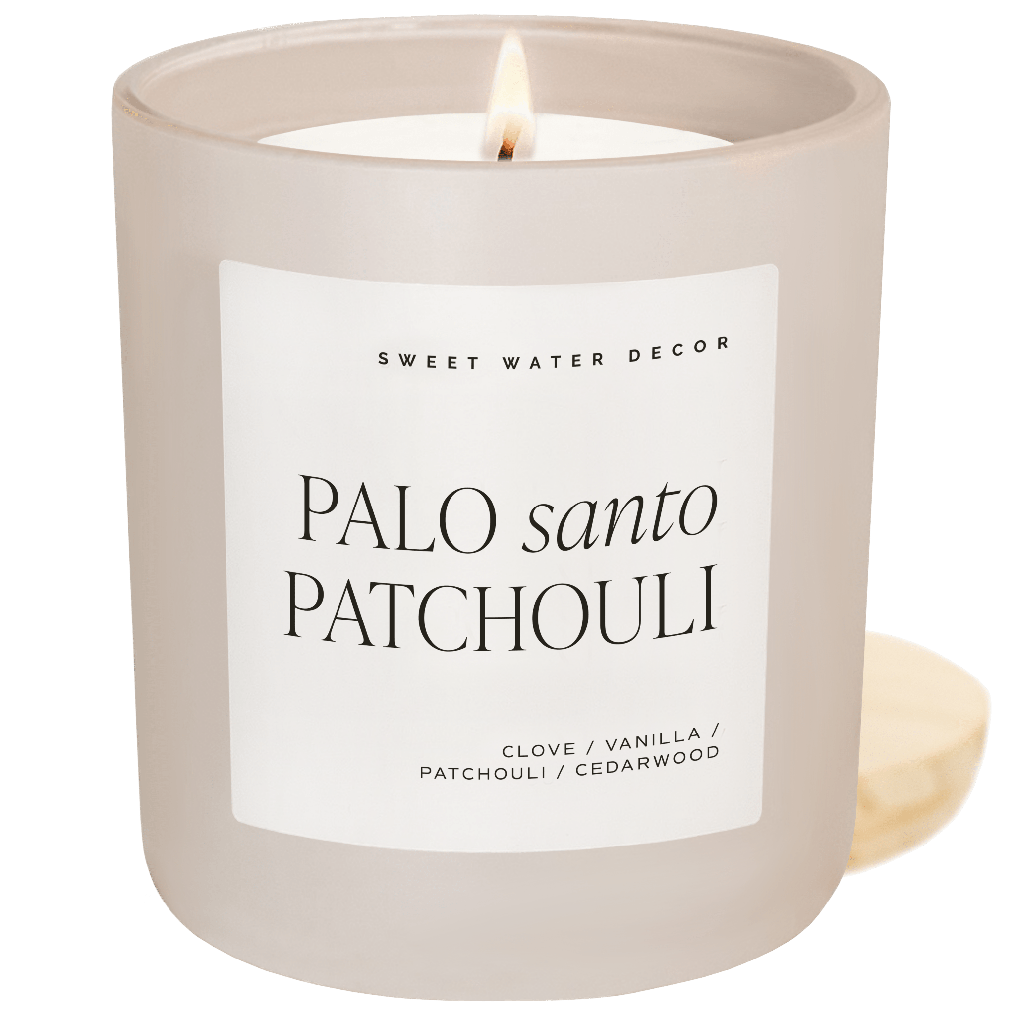 Sweet Water Decor Palo Santo Patchouli Soy Candle - Tan Matte Jar - 15 oz