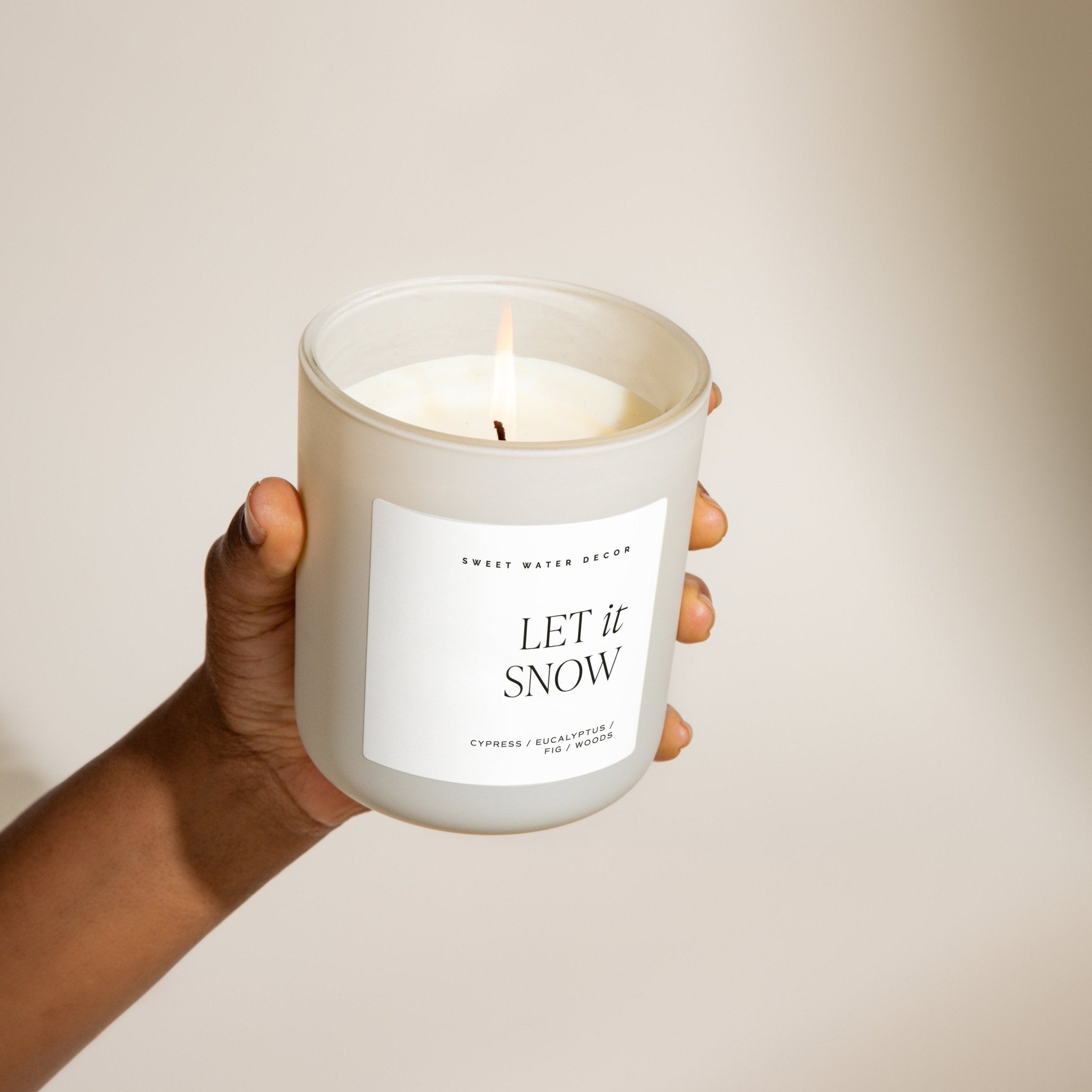Sweet Water Decor Let It Snow Soy Candle - Tan Matte Jar - 15 oz