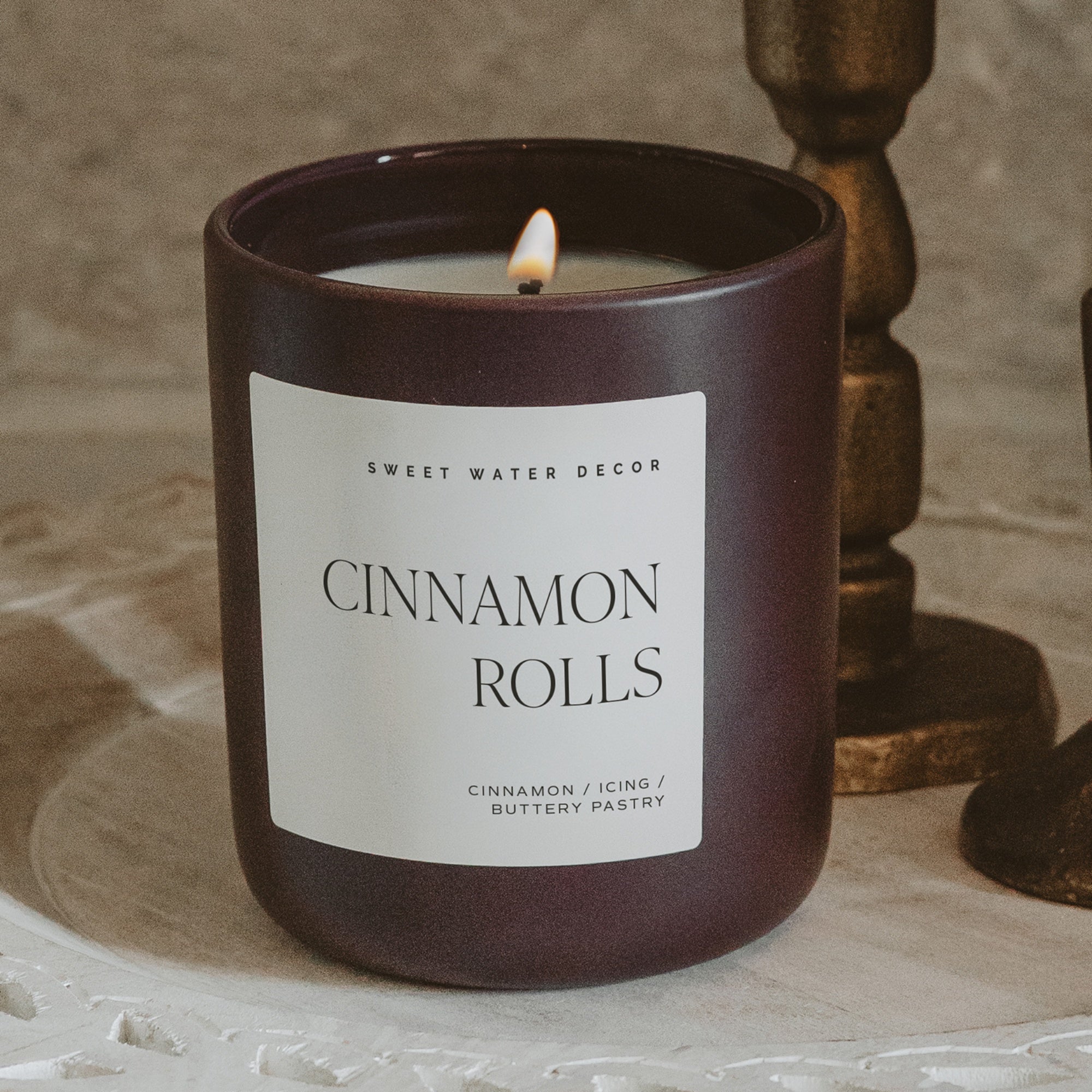 Sweet Water Decor Cinnamon Rolls Soy Candle - Brown Matte Jar - 15 oz