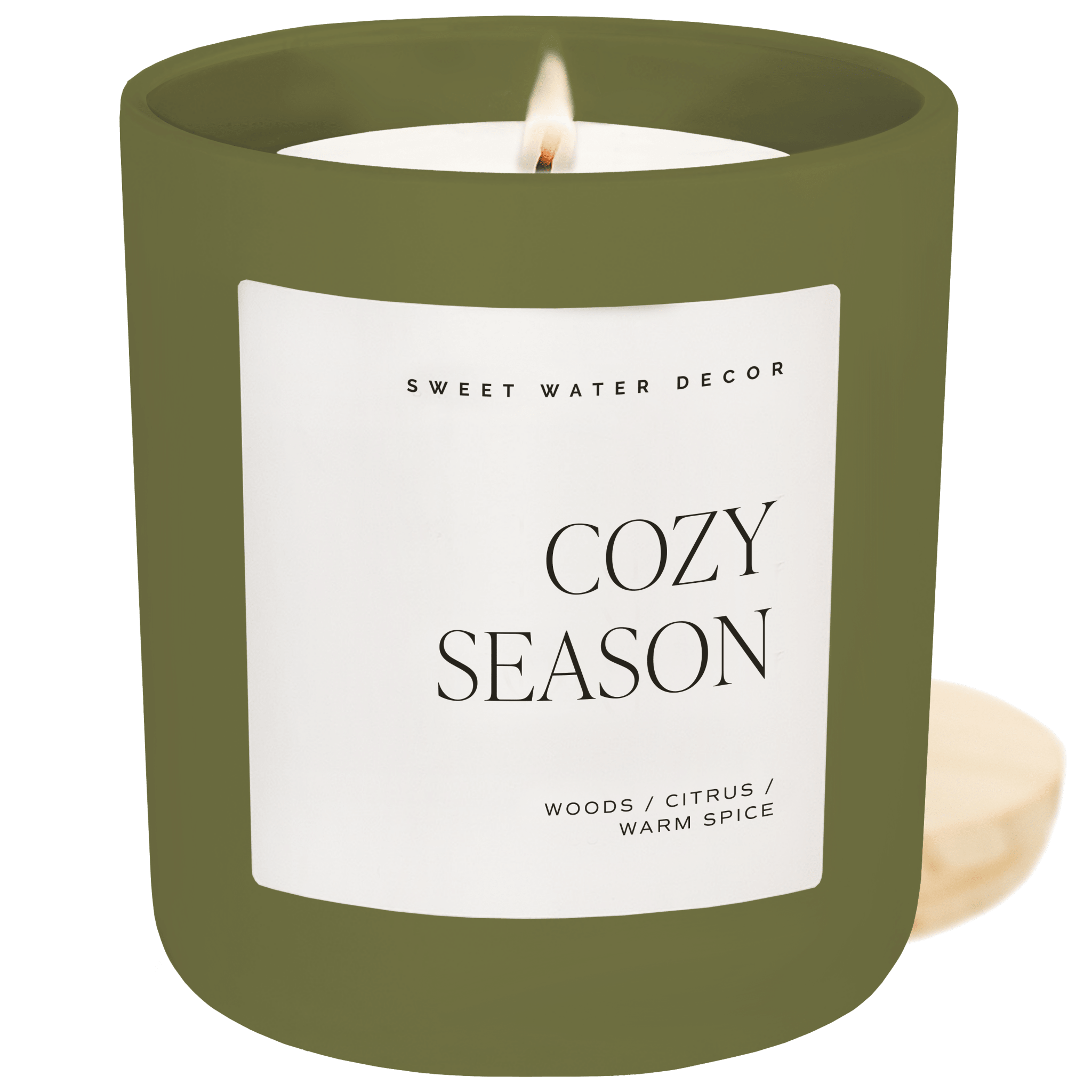 Sweet Water Decor Cozy Season Soy Candle - Olive Matte Jar - 15 oz