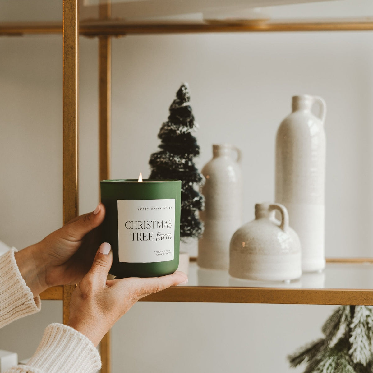 Sweet Water Decor Christmas Tree Farm Soy Candle - Green Matte Jar - 15 oz