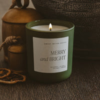Sweet Water Decor Merry and Bright Soy Candle - Olive Matte Jar - 15 oz