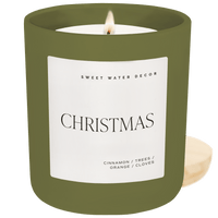 Sweet Water Decor Christmas Soy Candle - Olive Matte Jar - 15 oz