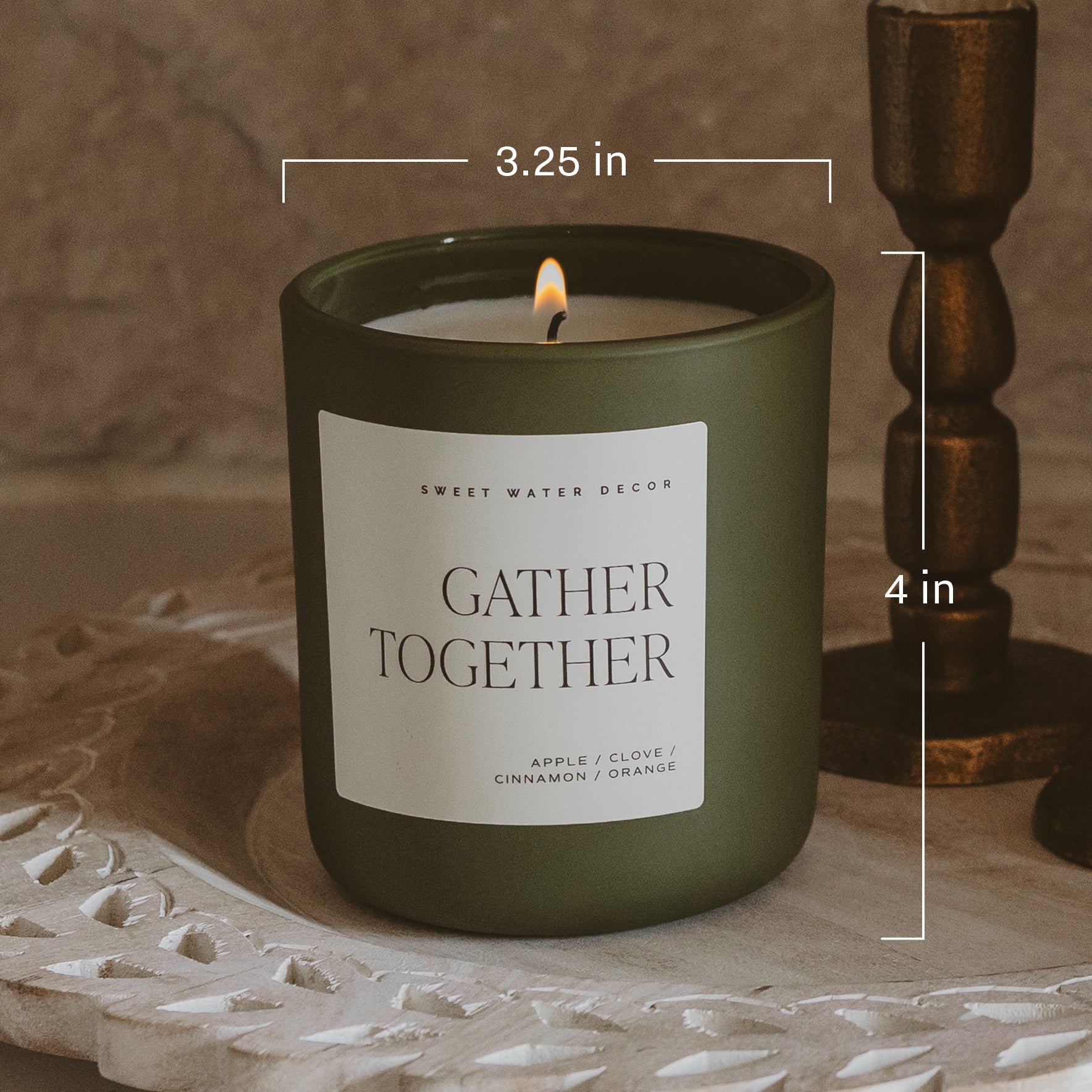 Sweet Water Decor Gather Together Soy Candle - Olive Matte Jar - 15 oz