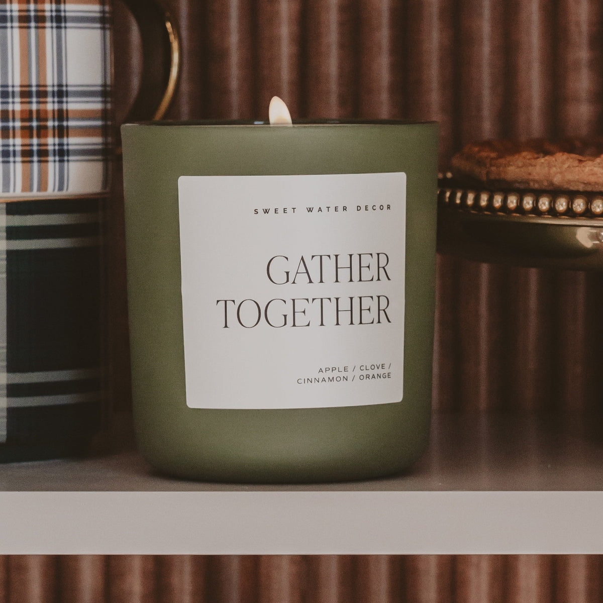 Sweet Water Decor Gather Together Soy Candle - Olive Matte Jar - 15 oz
