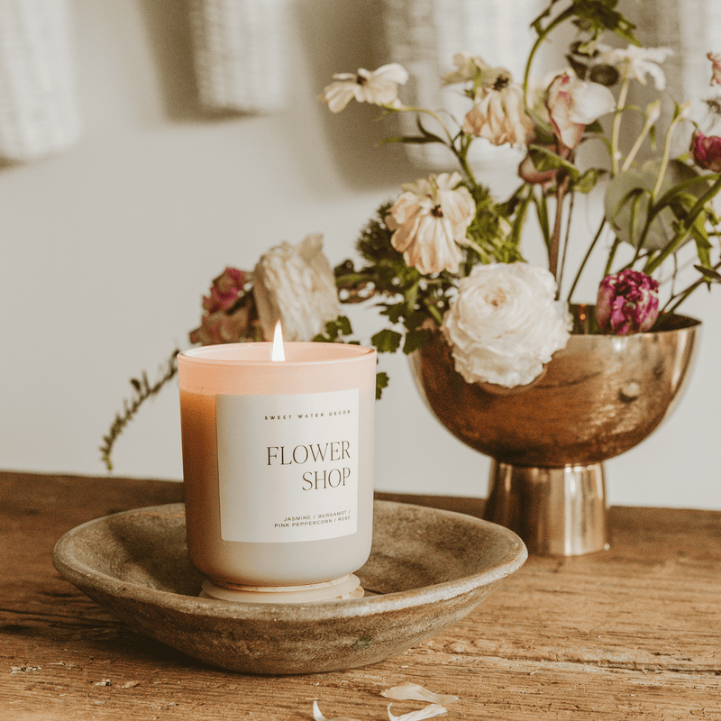 Sweet Water Decor Flower Shop Soy Candle - Tan Matte Jar - 15 oz