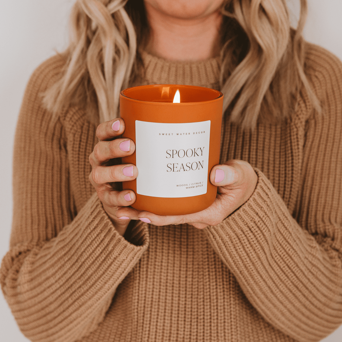 Sweet Water Decor Spooky Season Soy Candle - Orange Matte Jar - 15 oz