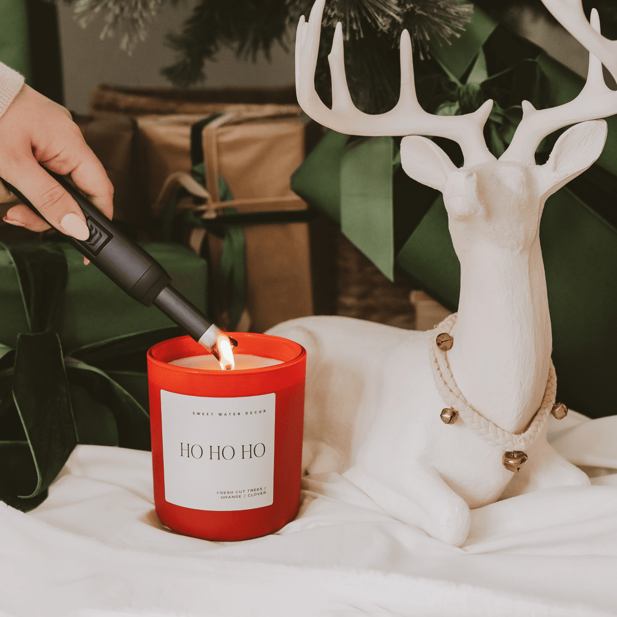 Sweet Water Decor Ho Ho Ho Soy Candle - Red Matte Jar - 15 oz (Christmas)