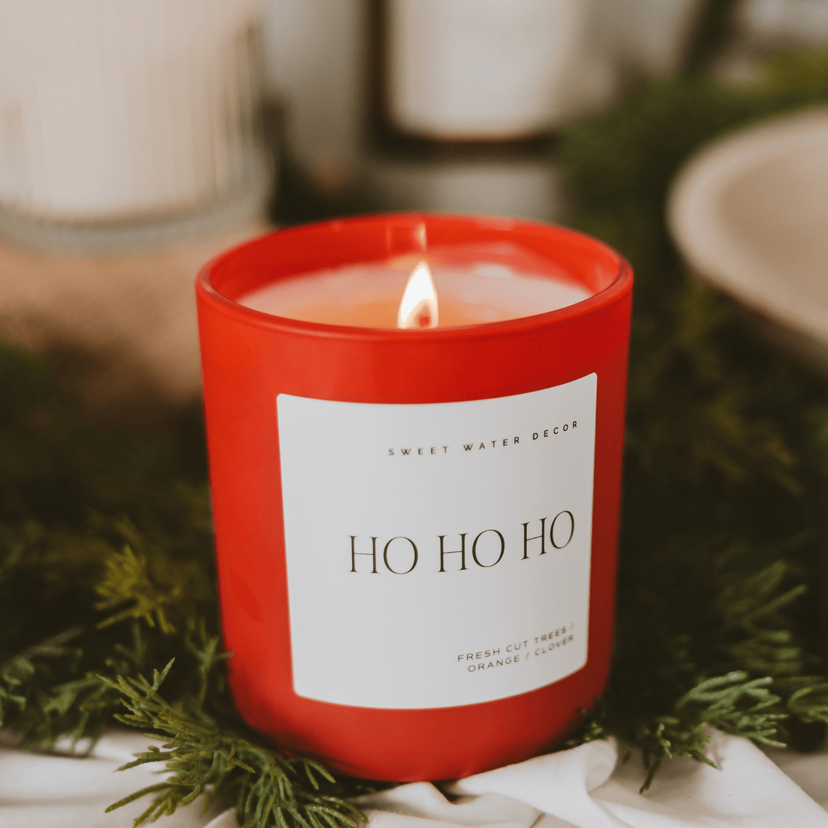 Sweet Water Decor Ho Ho Ho Soy Candle - Red Matte Jar - 15 oz (Christmas)