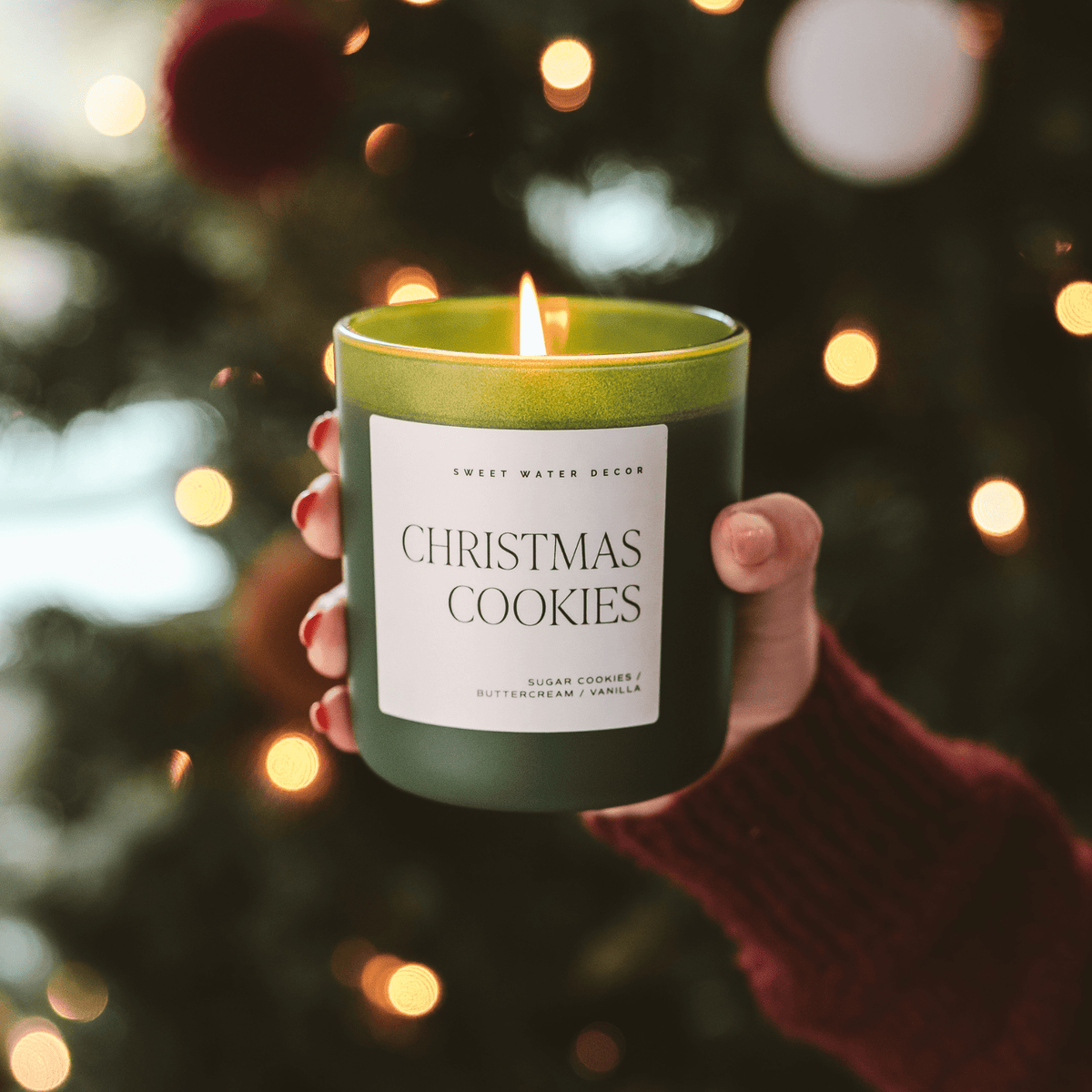 Sweet Water Decor Christmas Cookies Soy Candle - Green Matte Jar - 15 oz