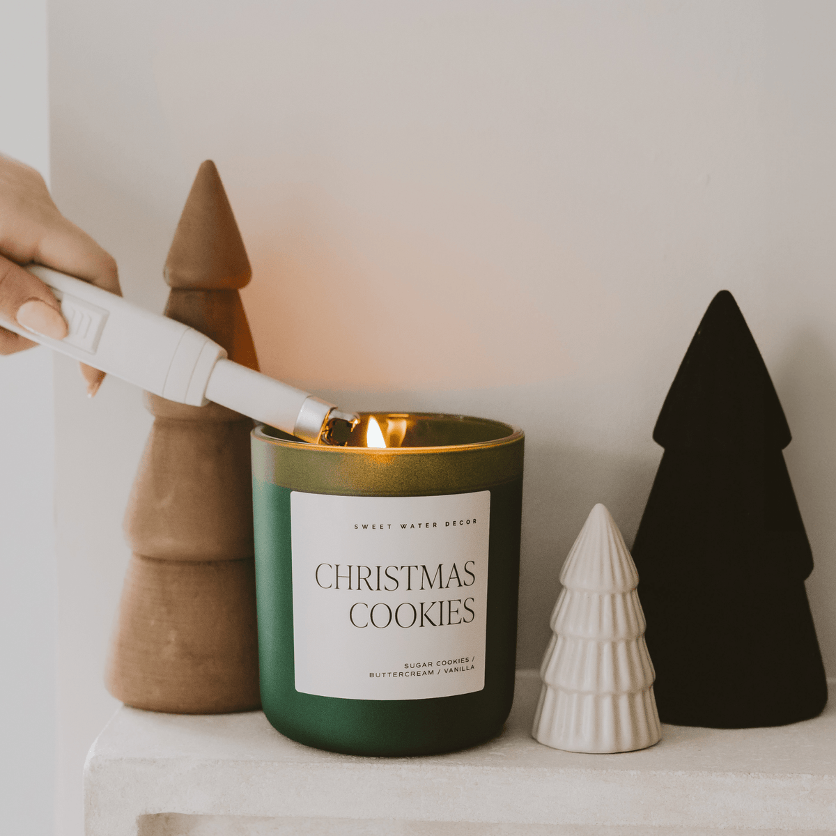 Sweet Water Decor Christmas Cookies Soy Candle - Green Matte Jar - 15 oz