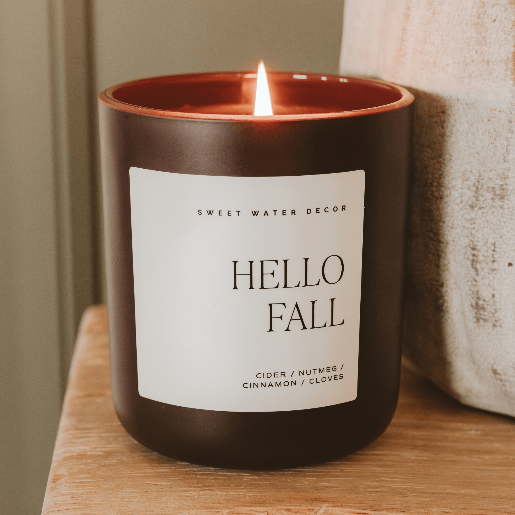 Sweet Water Decor Hello Fall Soy Candle - Brown Matte Jar - 15 oz