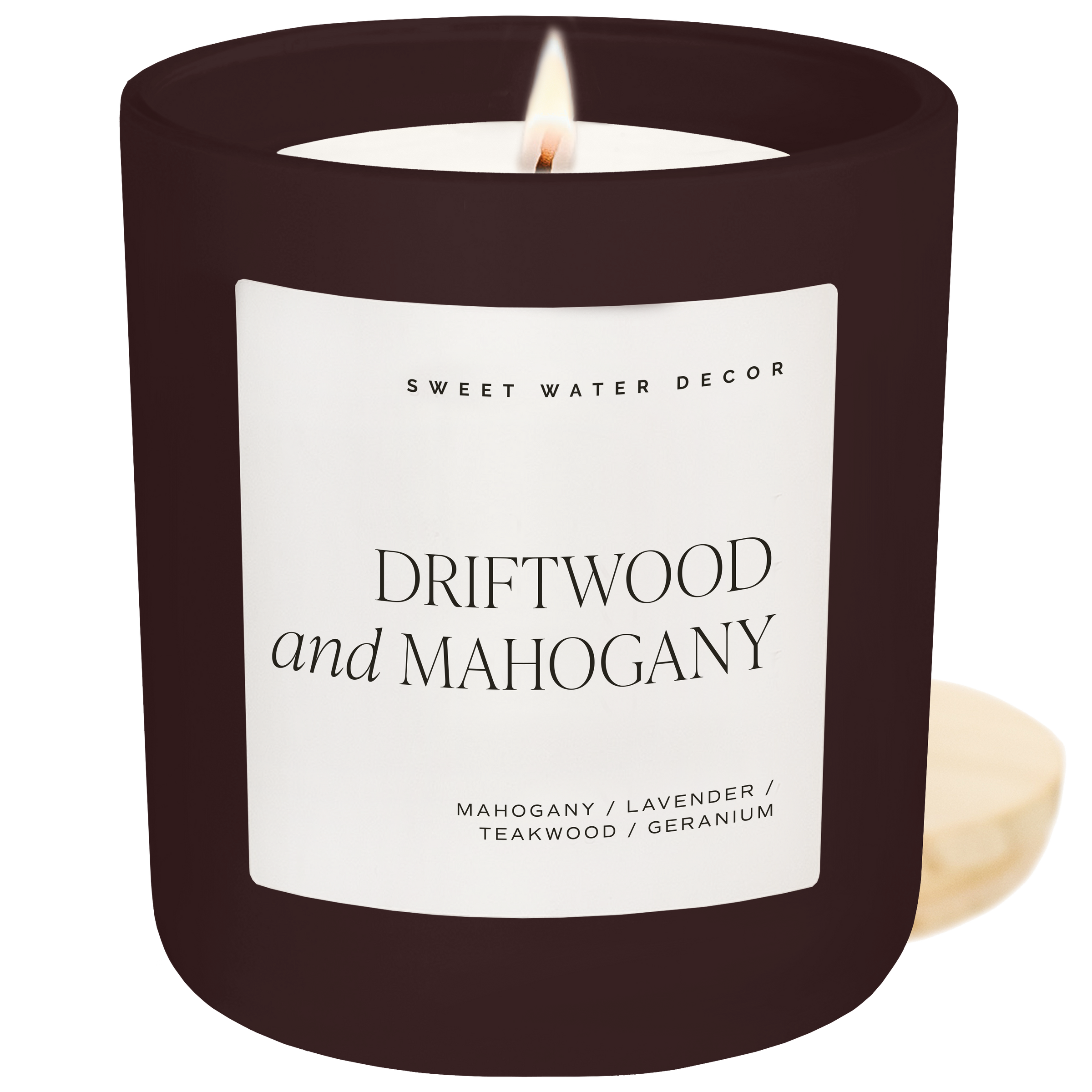 Sweet Water Decor Driftwood and Mahogany Soy Candle - Brown Matte Jar - 15 oz