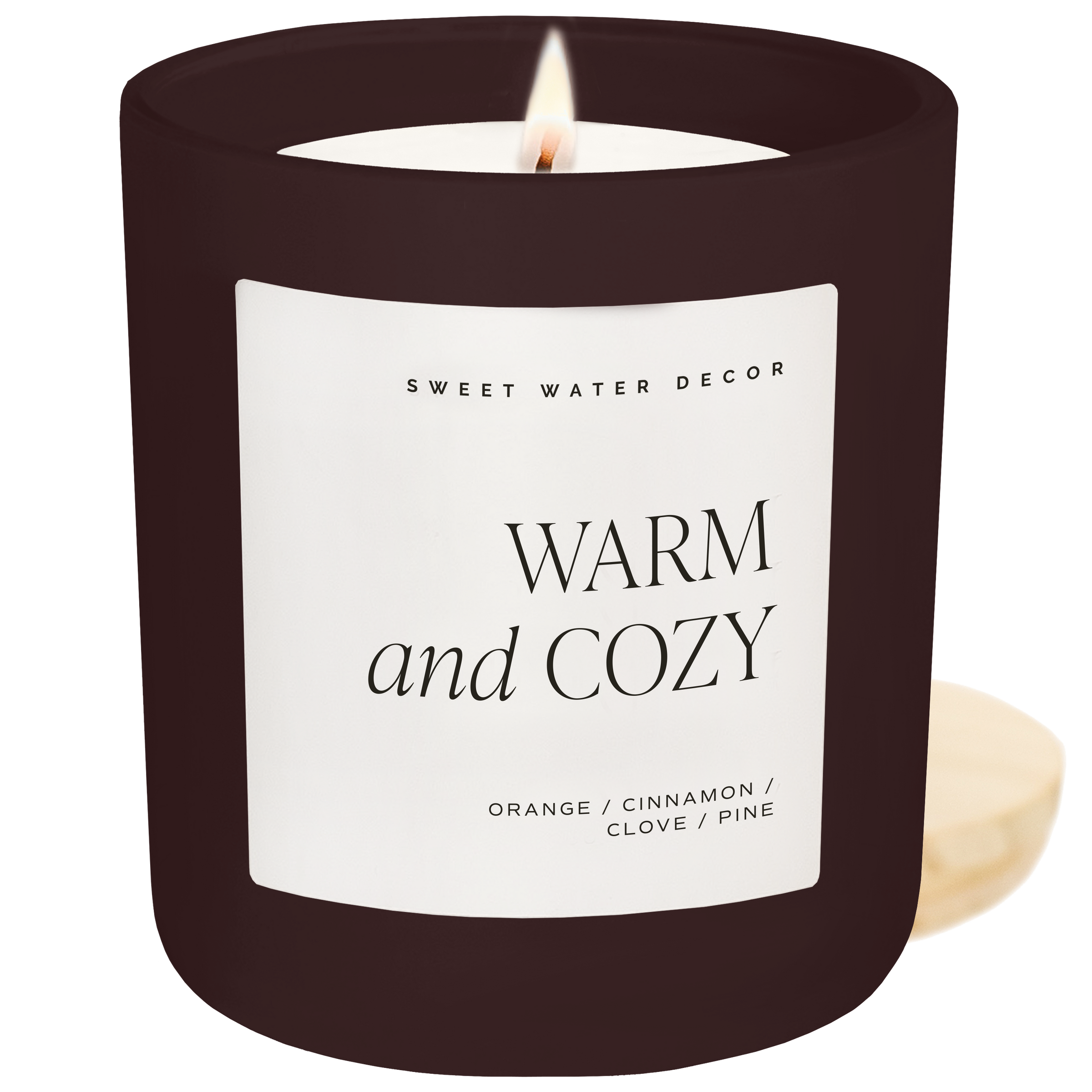 Sweet Water Decor Warm and Cozy Soy Candle - Brown Matte Jar - 15 oz