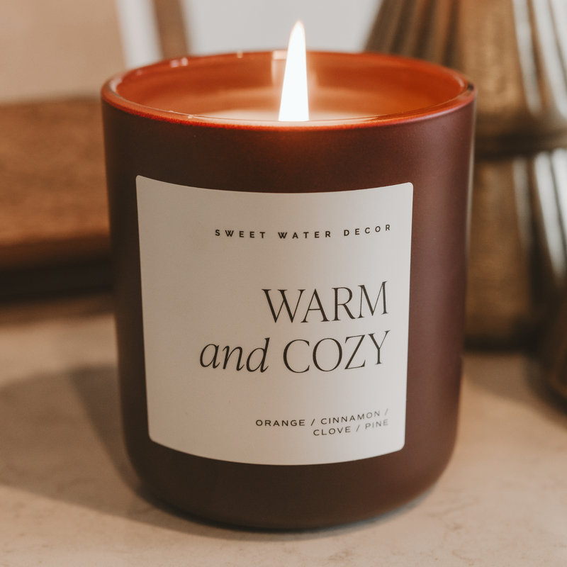 Sweet Water Decor Warm and Cozy Soy Candle - Brown Matte Jar - 15 oz