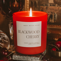 Sweet Water Decor Blackwood Cherry Soy Candle - Red Matte Jar - 15 oz