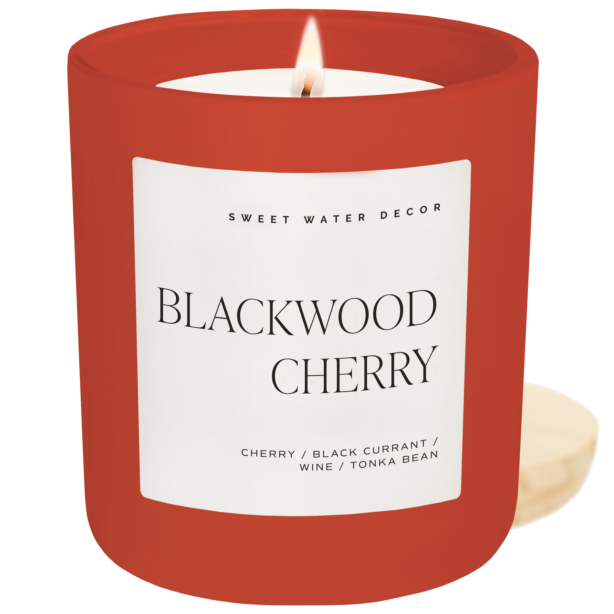 Sweet Water Decor Blackwood Cherry Soy Candle - Red Matte Jar - 15 oz