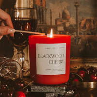 Sweet Water Decor Blackwood Cherry Soy Candle - Red Matte Jar - 15 oz