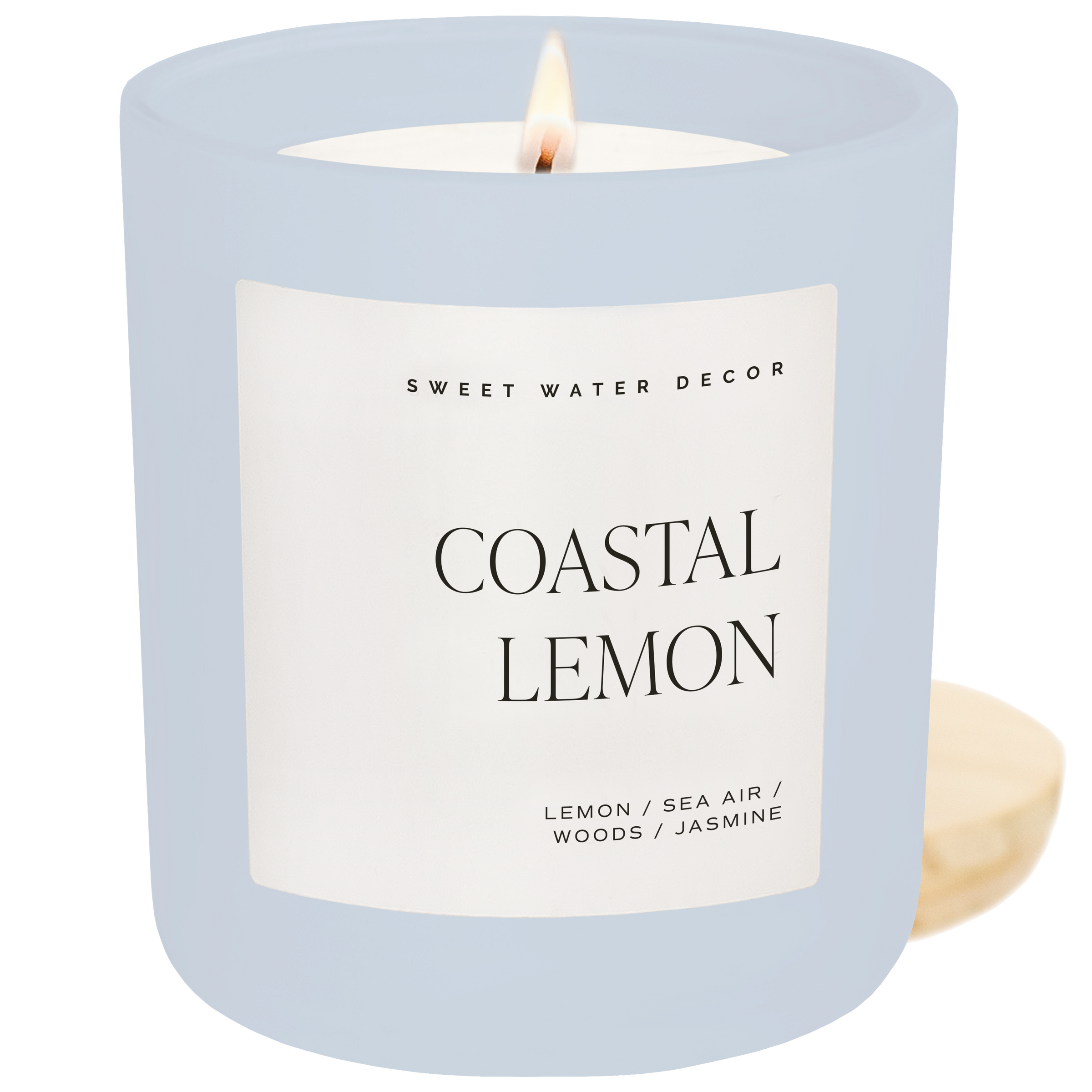 Sweet Water Decor Coastal Lemon Soy Candle - Blue Matte Jar - 15 oz