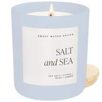 Sweet Water Decor Salt and Sea Soy Candle - Blue Matte Jar - 15 oz