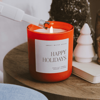 Sweet Water Decor Happy Holidays Soy Candle - Red Matte Jar - 15 oz (Christmas)