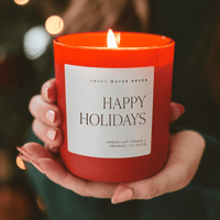 Sweet Water Decor Happy Holidays Soy Candle - Red Matte Jar - 15 oz (Christmas)