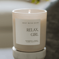 Sweet Water Decor Relax Girl Soy Candle - Tan Matte Jar - 15 oz 