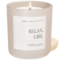 Sweet Water Decor Relax Girl Soy Candle - Tan Matte Jar - 15 oz 