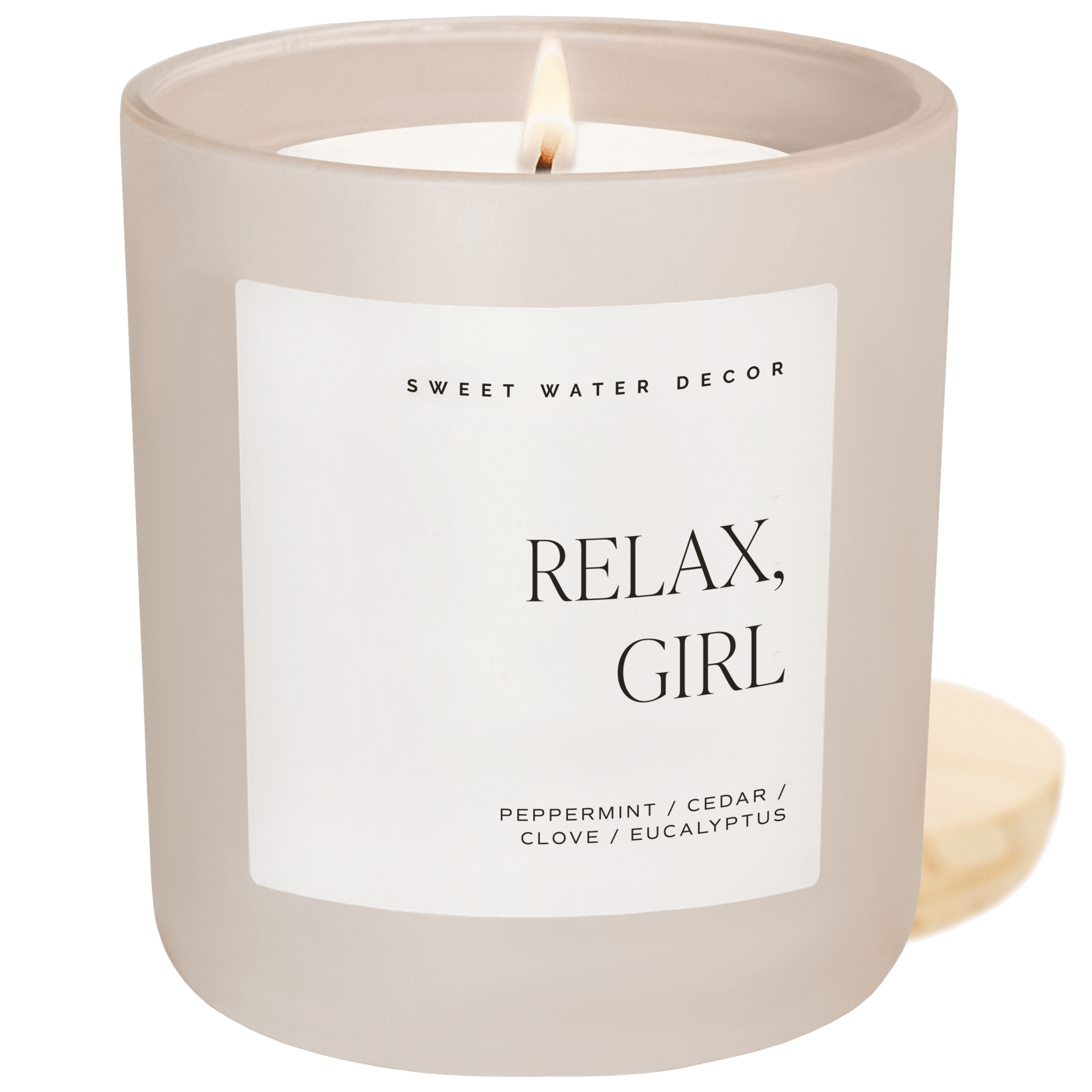 Sweet Water Decor Relax Girl Soy Candle - Tan Matte Jar - 15 oz 