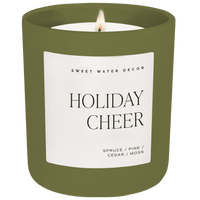 Sweet Water Decor Holiday Cheer Soy Candle - Olive Matte Jar - 15 oz (Christmas Tree)