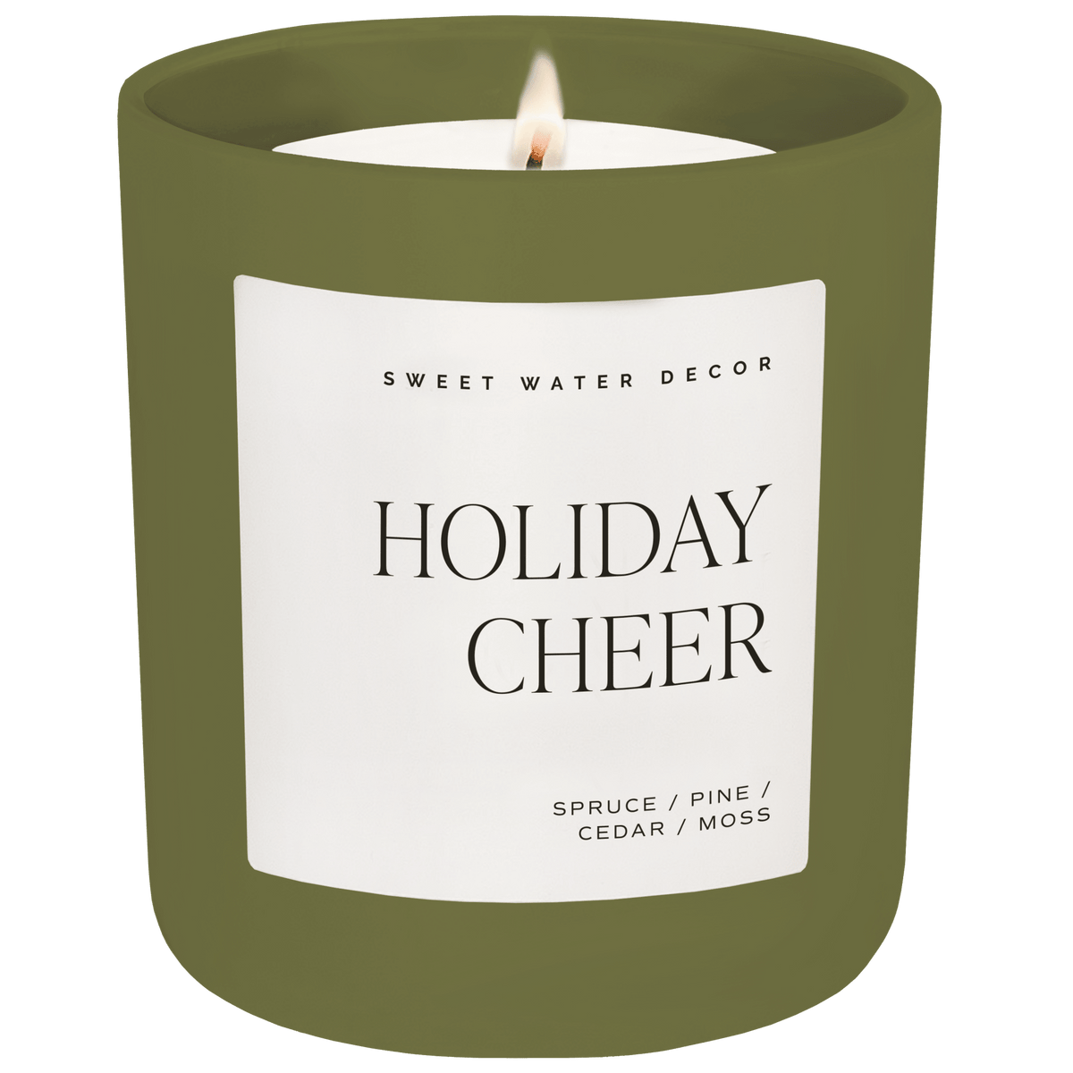 Sweet Water Decor Holiday Cheer Soy Candle - Olive Matte Jar - 15 oz (Christmas Tree)