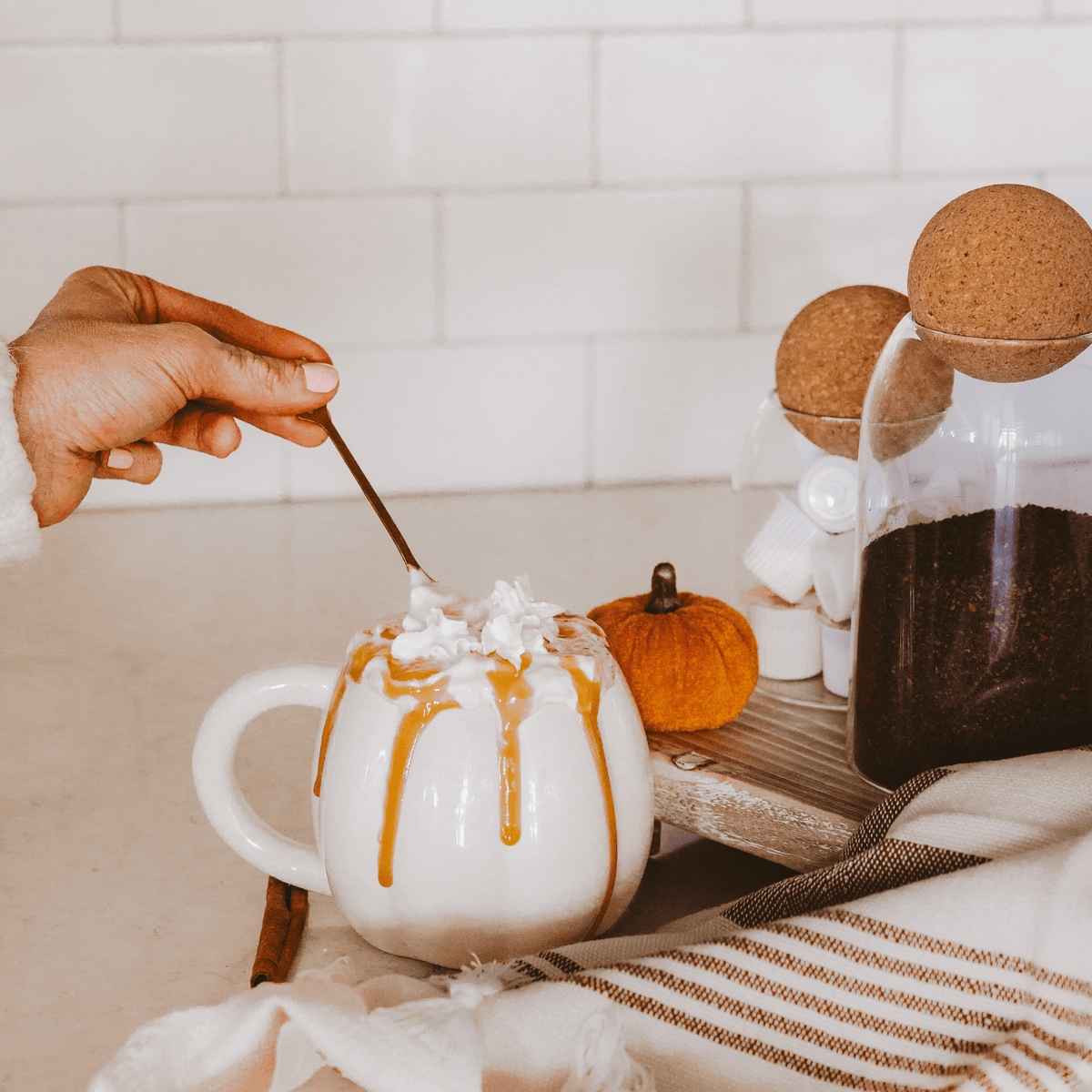 Sweet Water Decor Cream Pumpkin 19 oz Figural Coffee Mug