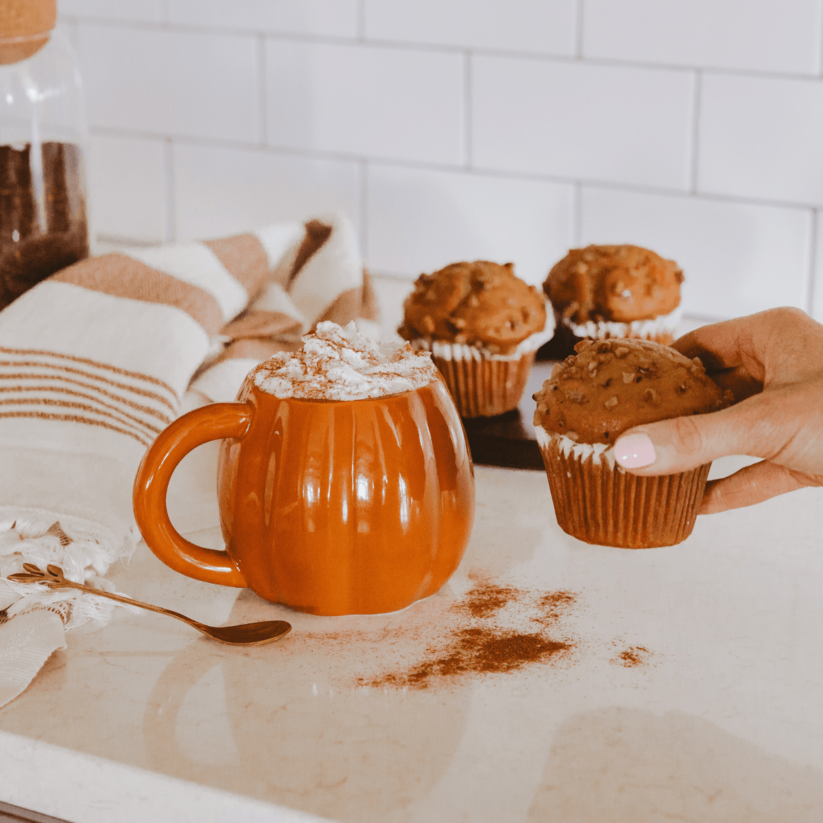 Sweet Water Decor Orange Pumpkin 19 oz Figural Coffee Mug