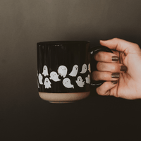 Sweet Water Decor Ghosts 14 oz Black Stoneware Coffee Mug