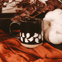 Sweet Water Decor Ghosts 14 oz Black Stoneware Coffee Mug