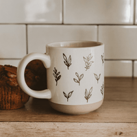 Sweet Water Decor Brown Leaves 14 oz Stoneware Coffee Mug
