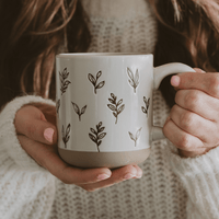 Sweet Water Decor Brown Leaves 14 oz Stoneware Coffee Mug