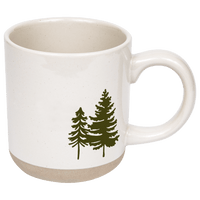 Sweet Water Decor Green Trees 14 oz Cream Stoneware Coffee Mug