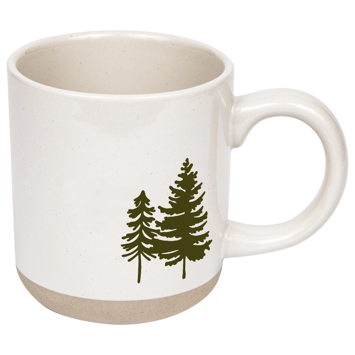 Sweet Water Decor Green Trees 14 oz Cream Stoneware Coffee Mug